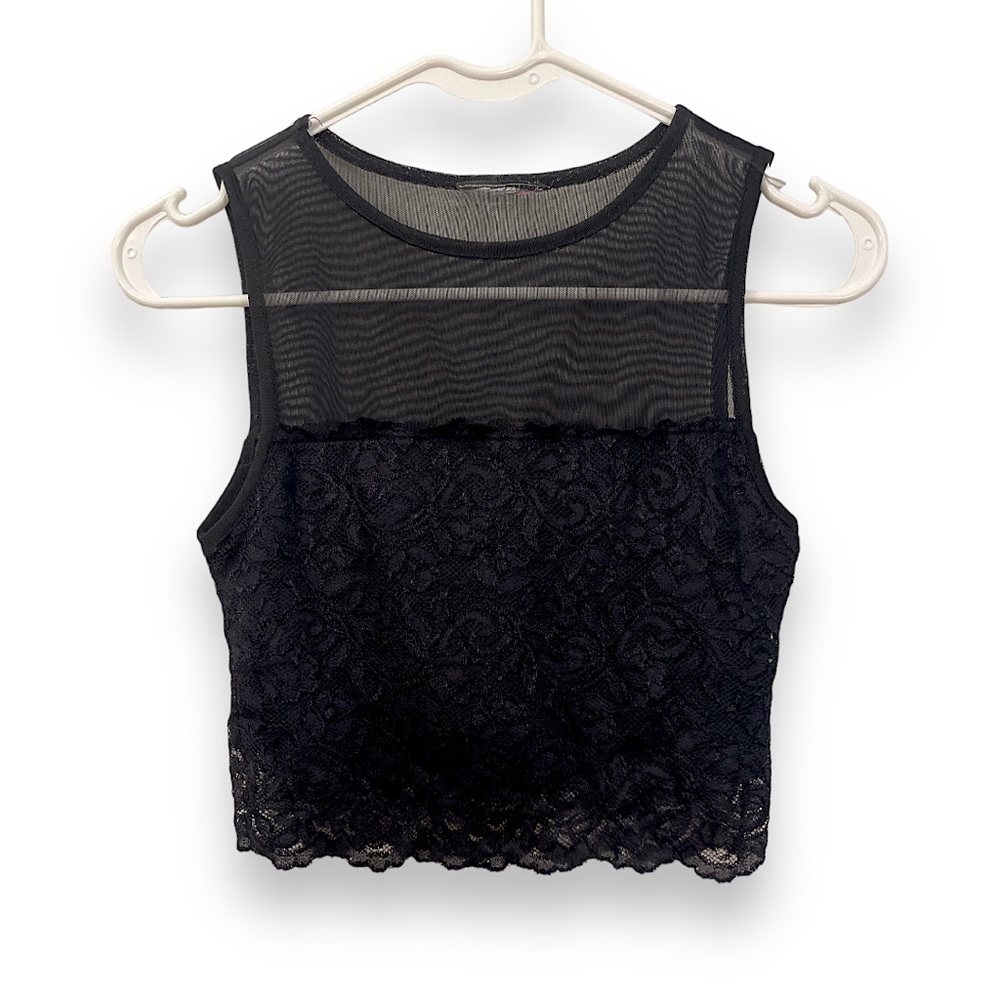 Black Lace/Mesh Crop Top
